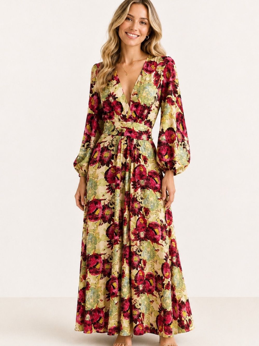 BEA!! Aakaa Rose/Floral Maxi Dress...perfect wedding or date night